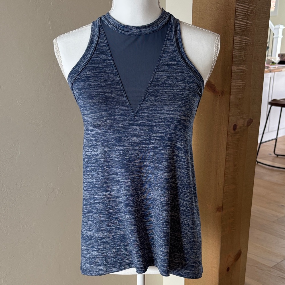 Athleta Navy Heathered Racerback Tank Top XXS
